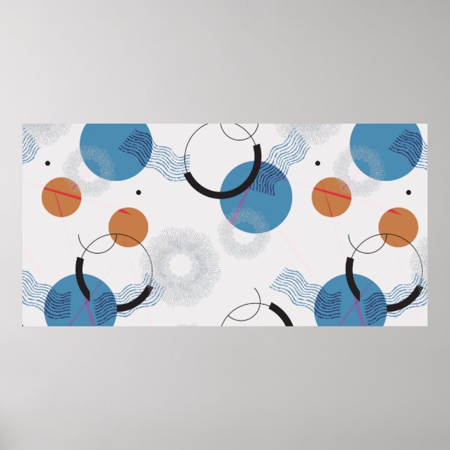 vintage abstract geometric and brush shapes seamle poster (Front)