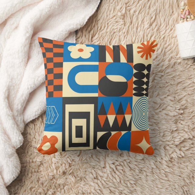 Vintage Abstract geometric art pattern  Throw Pillow (Blanket)
