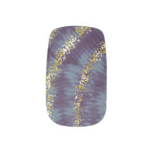 Vintage Abstract Glitter Gold Blue Tie Dye Space