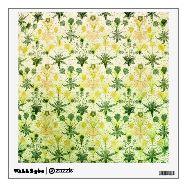 Vintage Abstract Green Botanical Garden  Wall Decal (Front)