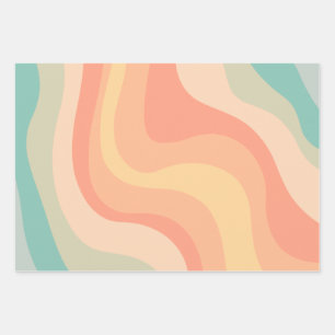 Vintage Abstract Groovy Waves Bohemian Boho Art Wrapping Paper Sheets