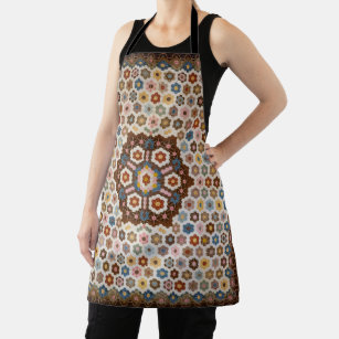 Vintage Abstract Honeycomb Colorful Quilt Pattern Apron