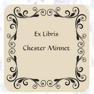 Vintage Abstract Leaves and Swirls Bookplate