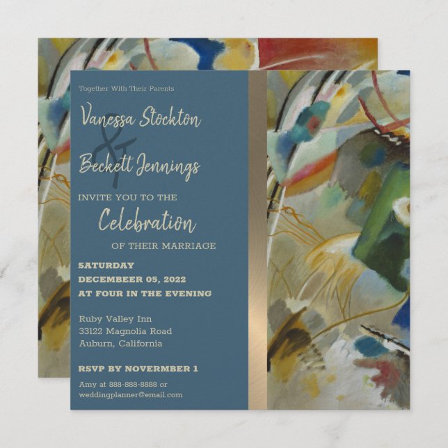 Vintage Abstract Painting Wedding Invitation (Front/Back)