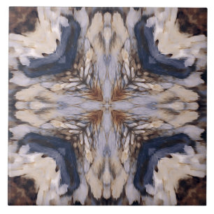 Vintage abstract pattern in white, beige, blue ceramic tile