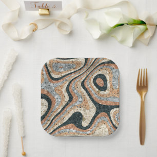 Vintage Abstract Quartz Stone Natural Paper Plates