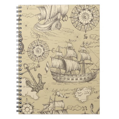 Vintage abstract seamless pattern on the theme of  notebook