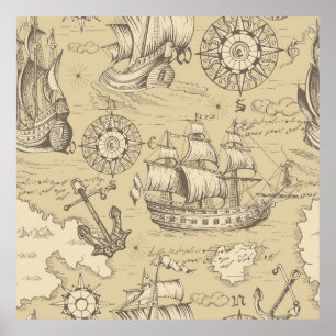 Vintage abstract seamless pattern on the theme of  poster