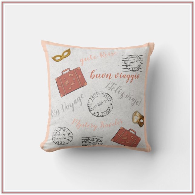 Vintage Abstract Travel Theme Throw Pillow (Creator Uploaded)
