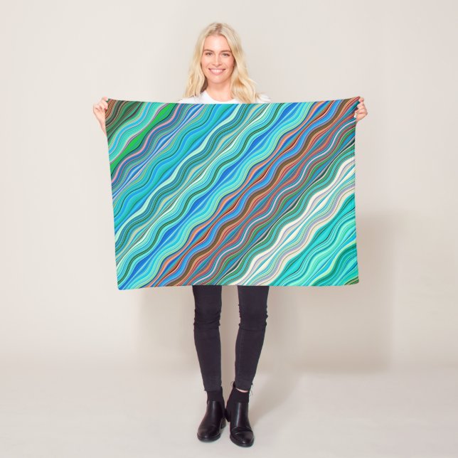 Vintage Abstract Waves Pattern | Fleece Blanket (In Situ)