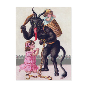 Vintage Abusive Krampus Postcard
