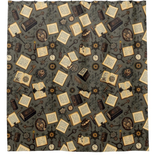 Vintage Academia Shower Curtain (Front)