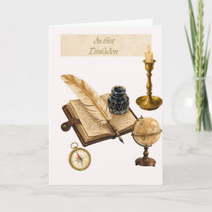 Vintage Academic German Invitation Card - Quill Bo