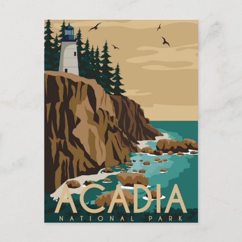 Vintage Acadia National Park Bar Harbor Lighthouse Postcard