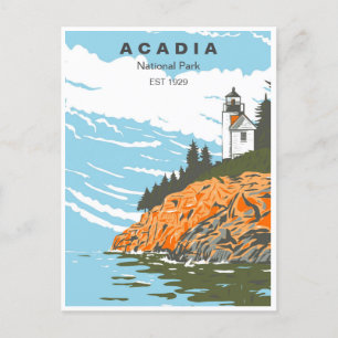 Vintage Acadia National Park Bar Harbor Lighthouse Postcard