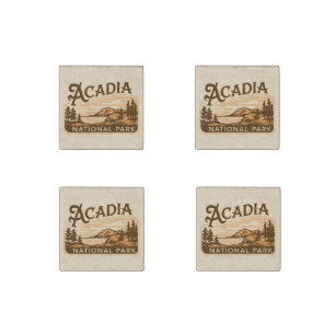 Vintage Acadia National Park Bar Harbor Stone Magnet