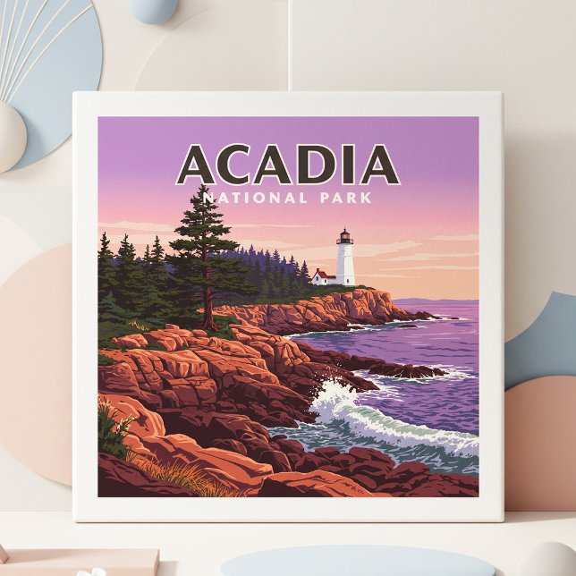 Vintage Acadia National Park Ceramic Tile (Creator Uploaded)