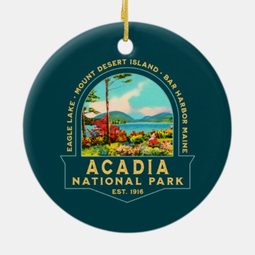 VINTAGE ACADIA NATIONAL PARK KEEPSAKE HOLIDAY CERAMIC ORNAMENT