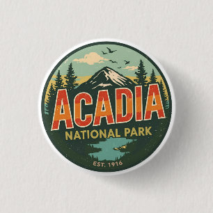 Vintage Acadia National park outdoor nature gifts Button