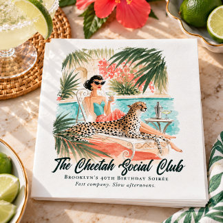 Vintage Acapulco Cheetah Cocktail Party Napkins