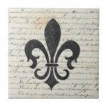 Vintage Accents French Ephemera Fleur De Lis Ceramic Tile<br><div class="desc">Fleur De Lis against a vintage French Ephemera Design. Perfect for interior tile wall accents,  backsplashes,  fireplace surrounds,  bathroom and showers walls,  kitchens and craft projects. Not intended for outdoor use.  Suggestion: Order one tile to review before placing a large order. (discount available with bulk order)</div>