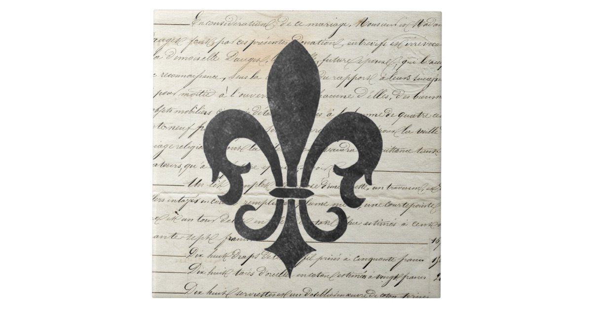 Vintage Accents French Ephemera Fleur De Lis Ceramic Tile Zazzle