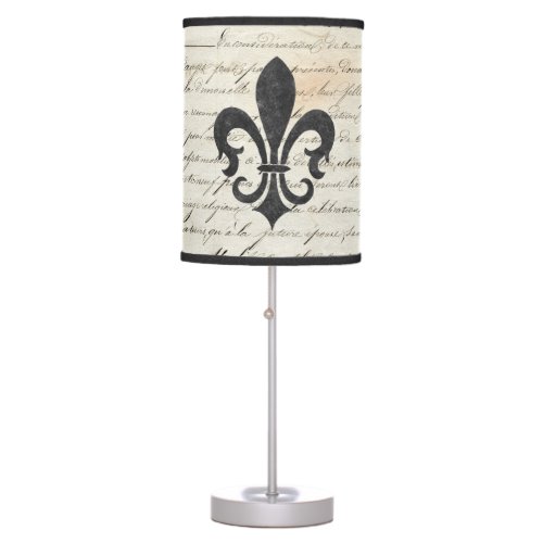 Vintage Accents French Ephemera Fleur De Lis Table Lamp