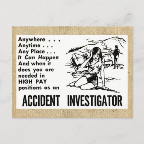 Vintage Accident Investigator Postcard