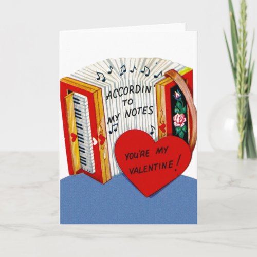 Vintage Accordion Valentines Day Card