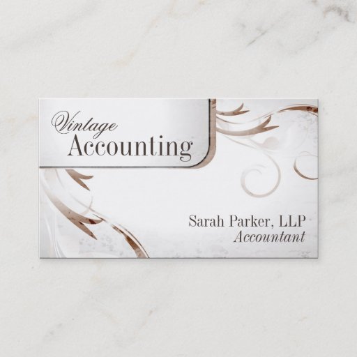Customizable Vintage Accounting Bookkeeping Swirl Business Card