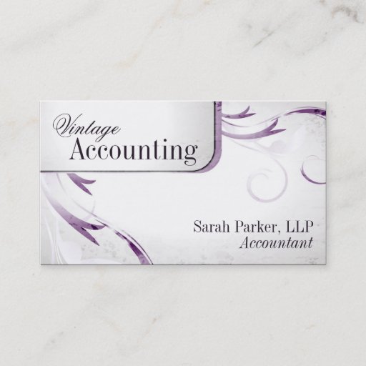 Customizable Vintage Accounting Bookkeeping Swirl Business Card