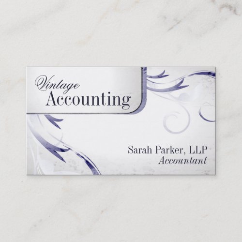 Vintage Accounting Bookkeeping Swirl Business Card