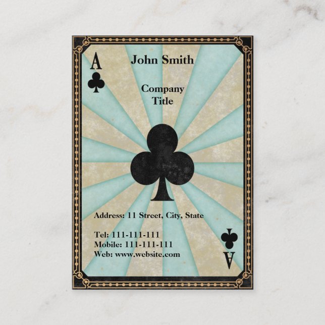 Vintage Ace of Clubs Business Card (Front)