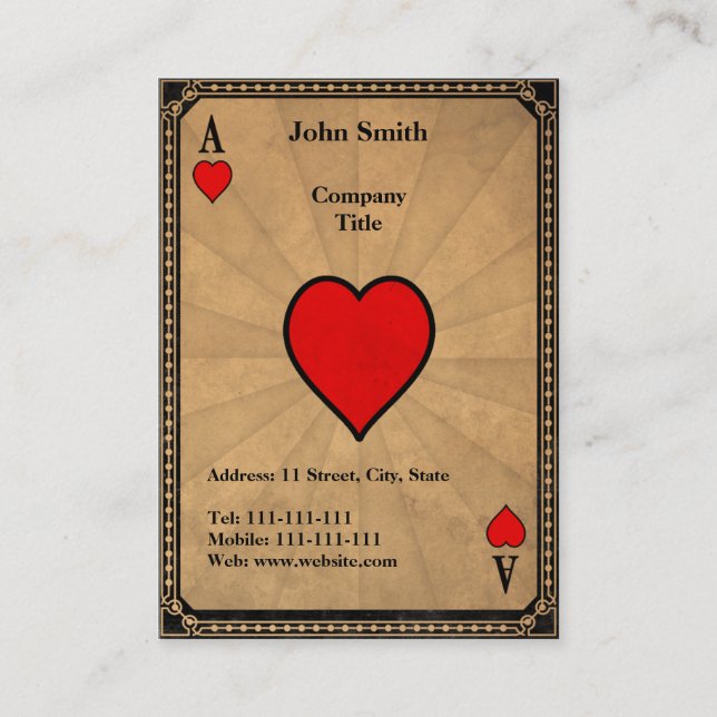Vintage Ace of Hearts Business Card (Front)