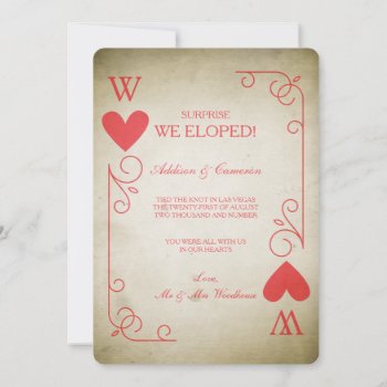 Vintage Ace Of Hearts Elopement Announcement by Paperpaperpaper at Zazzle