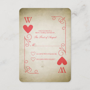 Vintage Ace of Hearts Wedding RSVP Card