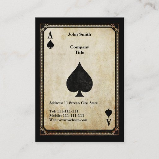 Customizable Vintage Ace of Spades Business Card Templates