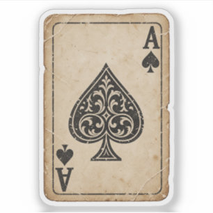 Vintage Ace Of Spades Playing Card Sticker