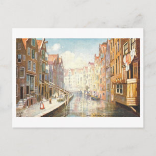 Vintage Achterburgwal in Amsterdam Postcard