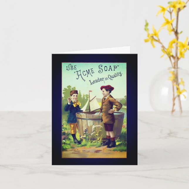 Vintage Acme Soap Ad Blank Note Card (Yellow Flower)