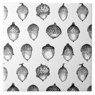 Vintage Acorn Art Classic Retro CUSTOM BG COLOR Ceramic Tile