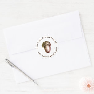 Vintage Acorn with Custom Text Classic Round Sticker