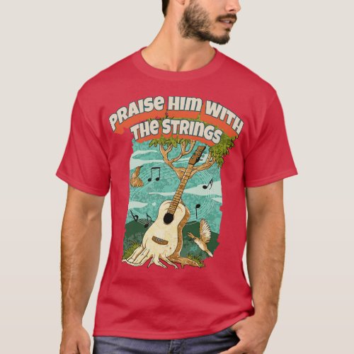 Vintage Acoustic Guitar Graphic Design and Jesus G T_Shirt