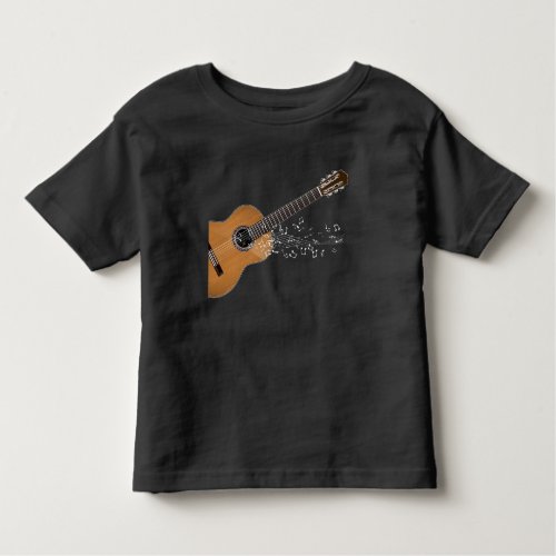 Vintage Acoustic Guitar Graphic Musical Notes Toddler T_shirt