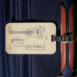 Vintage Acoustic Guitar Patent Luggage Tag