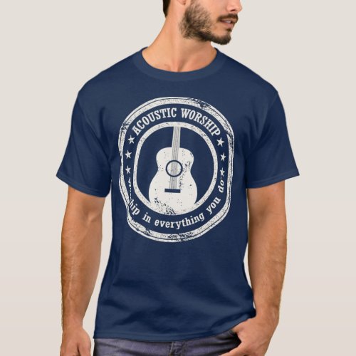 Vintage Acoustic Guitar Worship T_Shirt