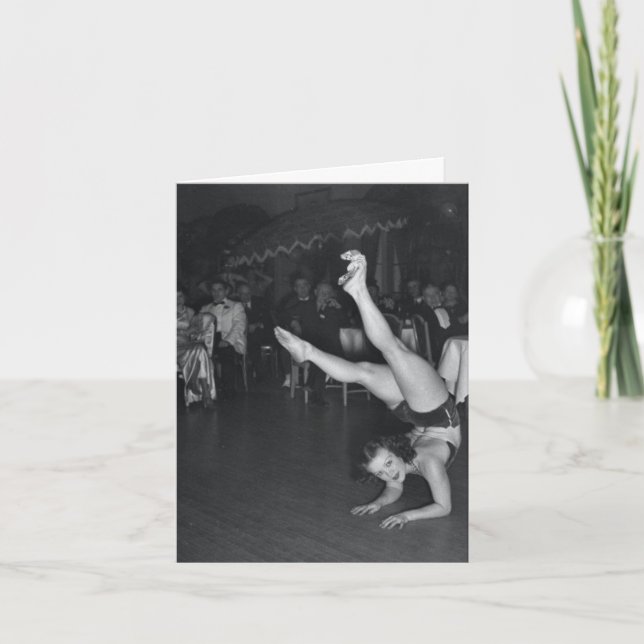 Vintage "Acrobatic Lady" Note Card (Front)