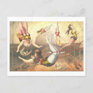 Vintage Acrobats Circus Advertising Lithograph Postcard