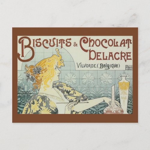 Vintage Ad Biscuits Chocolat Delacre Postcard