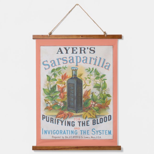 Vintage Ad For Ayer's Sarsaparilla. Hanging Tapestry (Front)